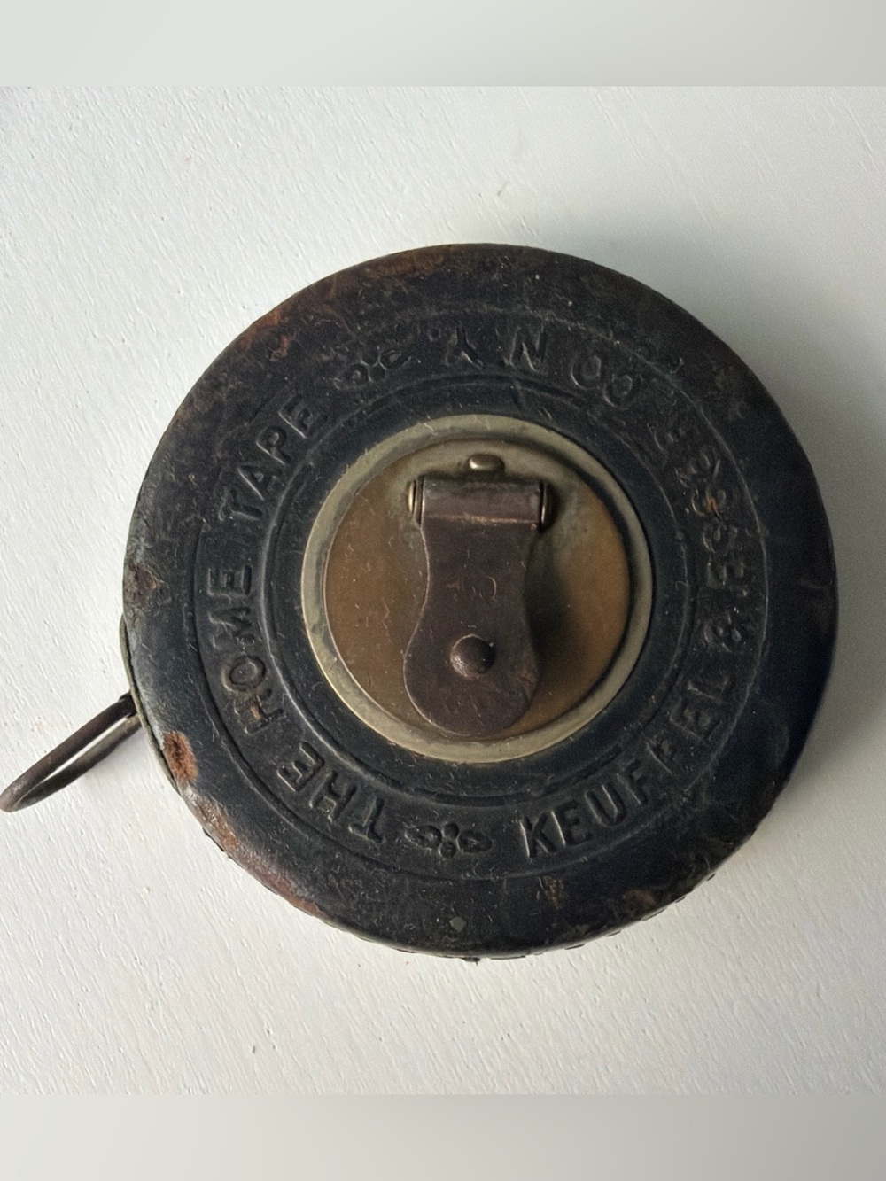 Antique Keuffel & Esser The Home Tape 50ft Steel Tape Measure Leather Case USA